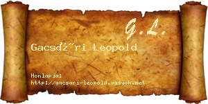 Gacsári Leopold névjegykártya